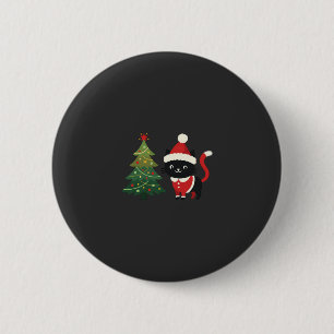 Badge Rond 5 Cm Vecteur de chat de Noël Santa Tree