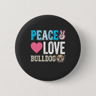 Badge Rond 5 Cm Vecteur Peace Love Bouledogue