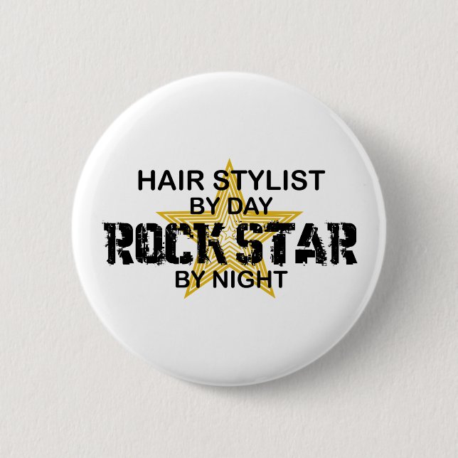 Badge Rond 5 Cm Vedette du rock de coiffeur par nuit (Devant)