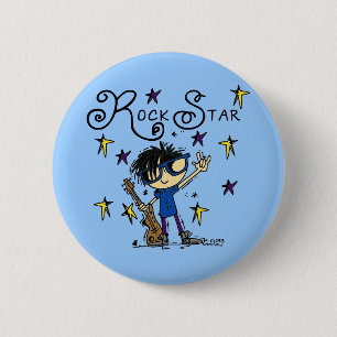 Badge Rond 5 Cm Vedette du rock de garçon de cheveux noirs