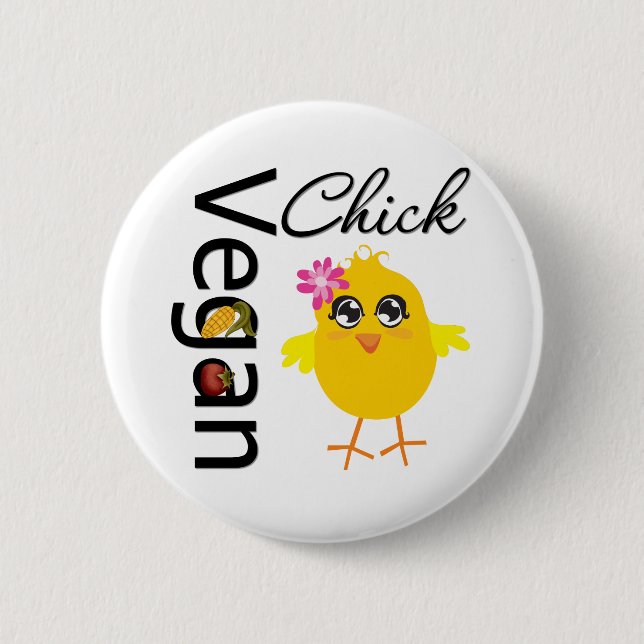 Badge Rond 5 Cm Vegan Chick (Devant)