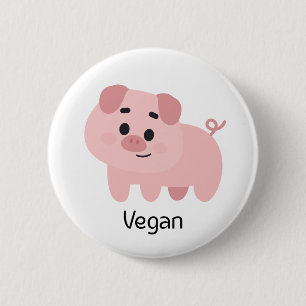 Badge Rond 5 Cm Végan de porc
