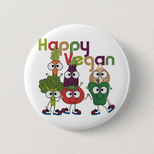 Badge Rond 5 Cm Végétalien heureux