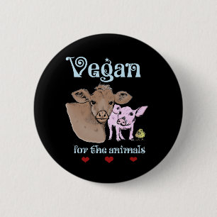 Badge Rond 5 Cm Végétalien pour le bouton d'animaux