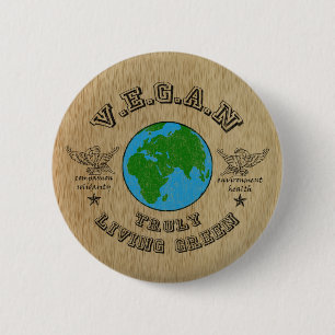 Badge Rond 5 Cm VÉGÉTALIEN - vert véritablement vivant