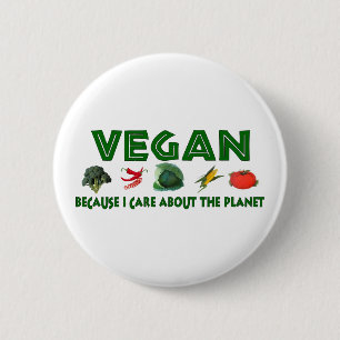 Badge Rond 5 Cm Végétaliens pour la planète
