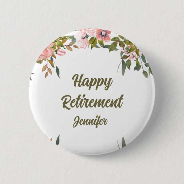 Badge Rond 5 Cm Végétation florale rose Boho rustique Bonne retrai (Devant)