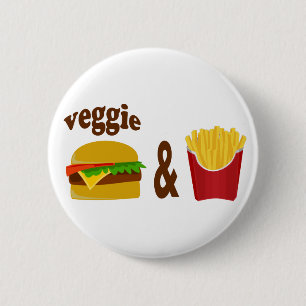 Badge Rond 5 Cm Veggie Burger et Fries