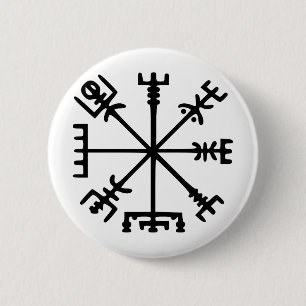 Badge Rond 5 Cm Vegvísir (boussole de Viking)