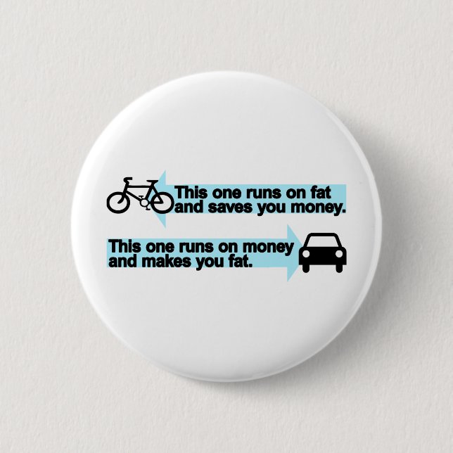 Badge Rond 5 Cm Vélo drôle contre la voiture (Devant)