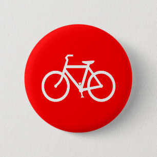 Badge Rond 5 Cm Vélo rouge et blanc