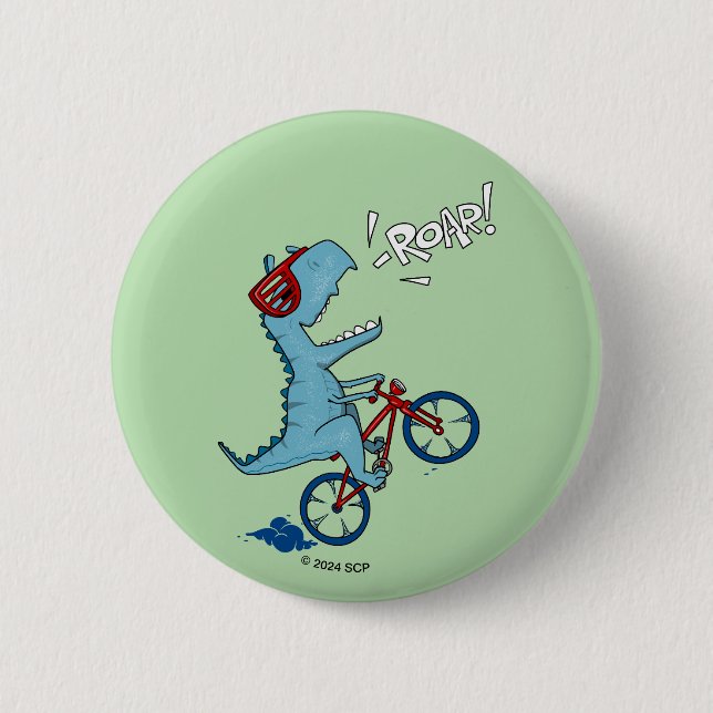 Badge Rond 5 Cm Vélo T-Rex Roar (Devant)