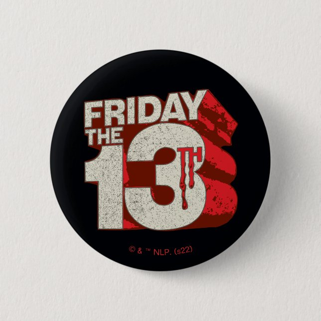 Badge Rond 5 Cm Vendredi 13 | Logo 3D empilé saignant (Devant)