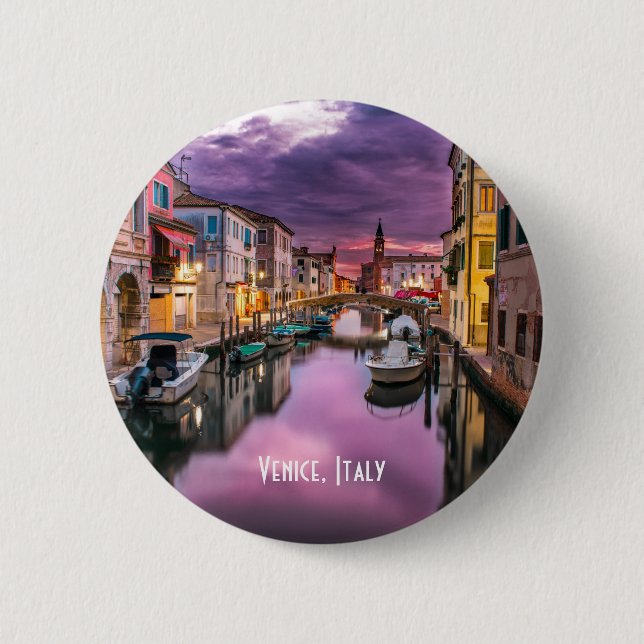 Badge Rond 5 Cm Venise, Italie Canal Pittoresque & Architecture Vé (Devant)