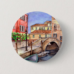 Badge Rond 5 Cm Venise - Stylo & Laver Aquarelle
