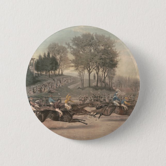 Badge Rond 5 Cm Ventilateur de course de chevaux TOP (Devant)