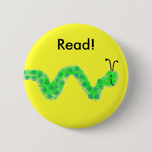 Badge Rond 5 Cm Ver de livre