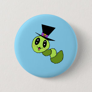 Badge Rond 5 Cm Ver luisant avec bouton de chapeau