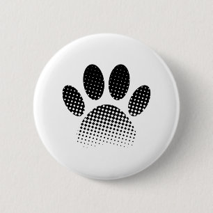 Badge Rond 5 Cm Vérifier l'Empreinte de patte Motif à demi-teinte