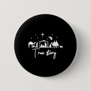 Badge Rond 5 Cm Véritable histoire nativité Noël bébé