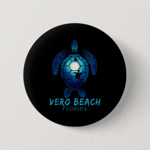 Badge Rond 5 Cm Vero Beach Floride Tortue de Mer Plage Amant Océan