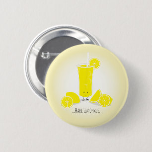 Badge Rond 5 Cm Verre de limonade souriant  Bouton