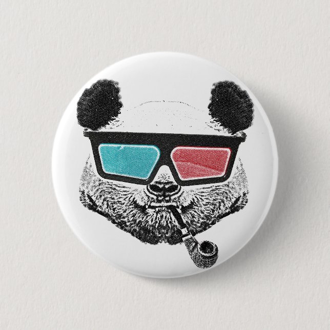 Badge Rond 5 Cm Verres à trois dimensions de panda vintage (Devant)