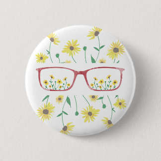Badge Rond 5 Cm Verres et bouton personnalisables de marguerites