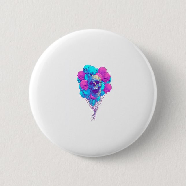 Badge Rond 5 Cm Vers le haut et l'os � drôle crâne flottant (Devant)