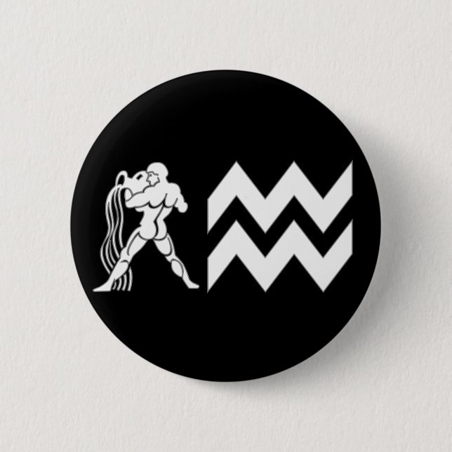 Badge Rond 5 Cm Verseau avec le symbole (Devant)