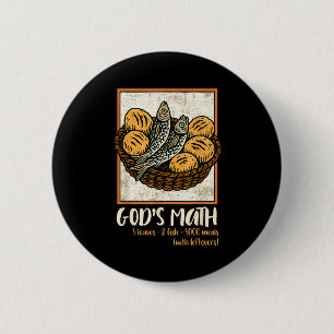 Badge Rond 5 Cm Verset biblique chrétien Jésus Poissons & Pain Va