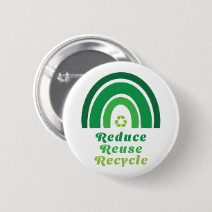 Badge Rond 5 Cm Vert arc-en-ciel De l'environnement réduire la réu