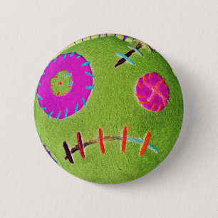 Badge Rond 5 Cm Vert de zombi de vaudou