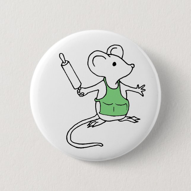 Badge Rond 5 Cm Vert souris de cuisson (Devant)