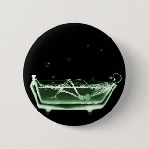 Badge Rond 5 Cm Vert squelettique de noir de Bath de rayon X