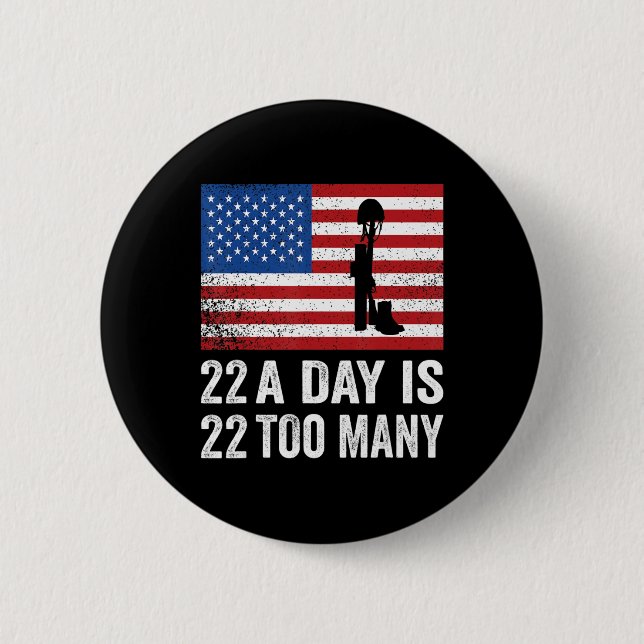 Badge Rond 5 Cm Vétéran 22 Day Suicide Awareness (Devant)