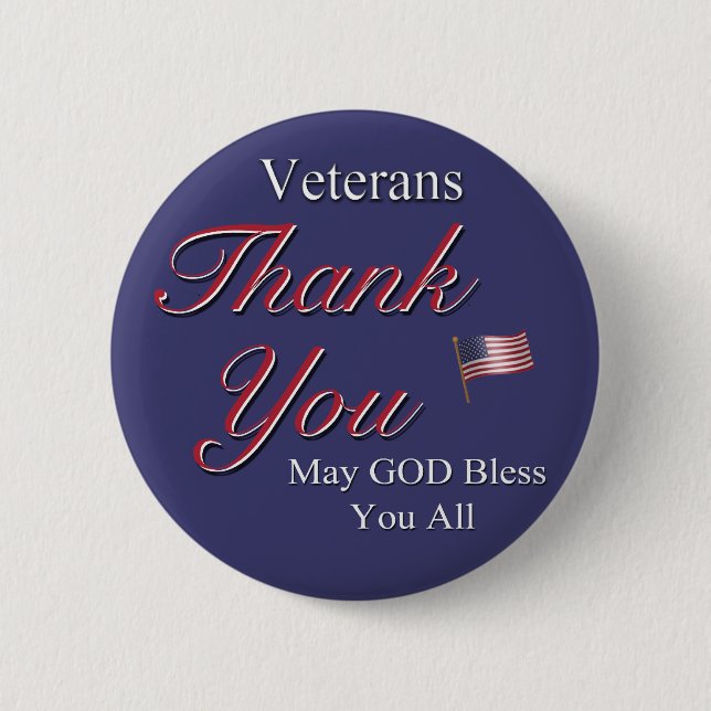 Badge Rond 5 Cm Vétérans, Merci, (Devant)