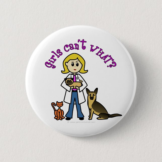 Badge Rond 5 Cm Vétérinaire féminine blonde (Devant)