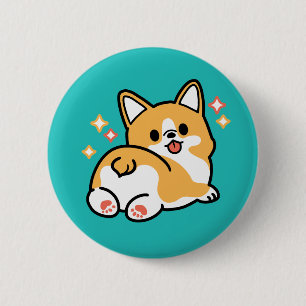 Badge Rond 5 Cm Vibes Corgi Butt et Nap - Joli chien couché