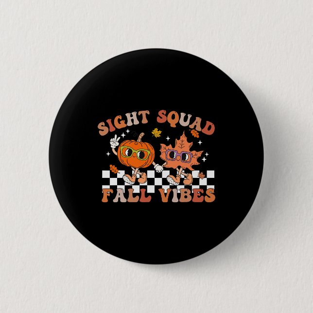 Badge Rond 5 Cm Vibes d'automne de l'escadron de vision Citrouille (Devant)