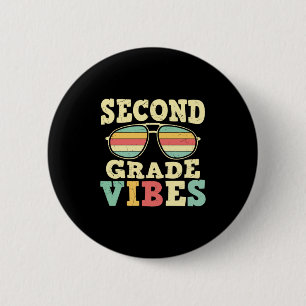 Badge Rond 5 Cm Vibes de 2e année pour enseignant de 2e année