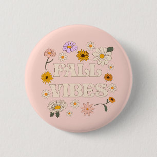 Badge Rond 5 Cm Vibes de automne roses