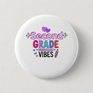Badge Rond 5 Cm Vibes de Deuxième Année Scolaire Mignonnes