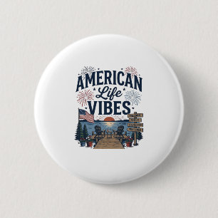 Badge Rond 5 Cm Vibes de la vie américaine T-shirt vectoriel du la