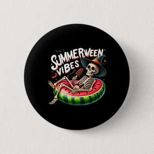 Badge Rond 5 Cm Vibes de Summerween squelette effrayant Halloween