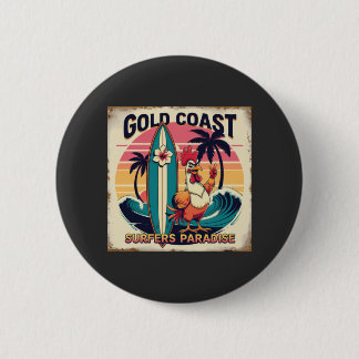 Badge Rond 5 Cm Vibes de Surfs tropicaux - Rooster Rétro & Waveboa