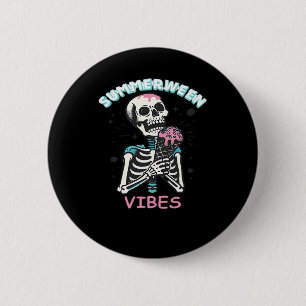 Badge Rond 5 Cm Vibes d'été Éffrayant Citrouille d'été classique