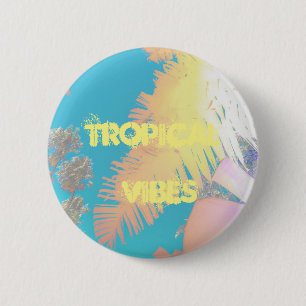 Badge Rond 5 Cm Vibes positives Palmiers tropicaux