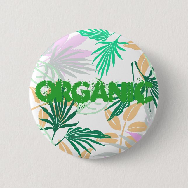 Badge Rond 5 Cm Vibes tropicales Feuilles Plantes (Devant)