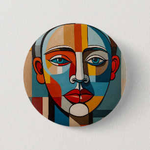 Badge Rond 5 Cm Vibrant coloré Abstrait peinture de visage
